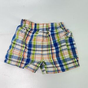 Garanimals Orange Green Blue Colorful Plaid Shorts With Cargo Pocket 12 Months
